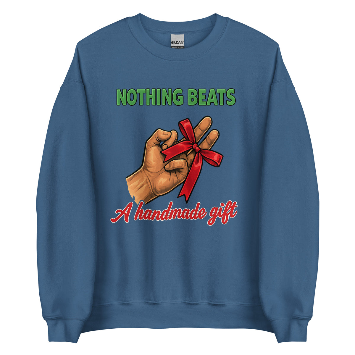 Nothing Beats a Handmade Gift – Unisex Sweater – blau, Vorderansicht