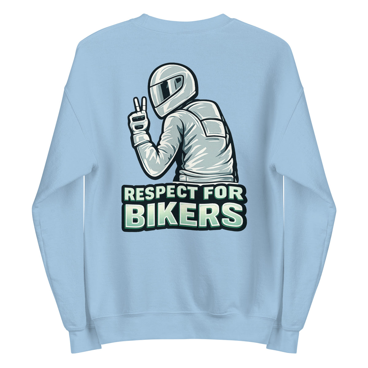 Respect for Bikers – Unisex Sweater (Backprint) – blau, Rückansicht