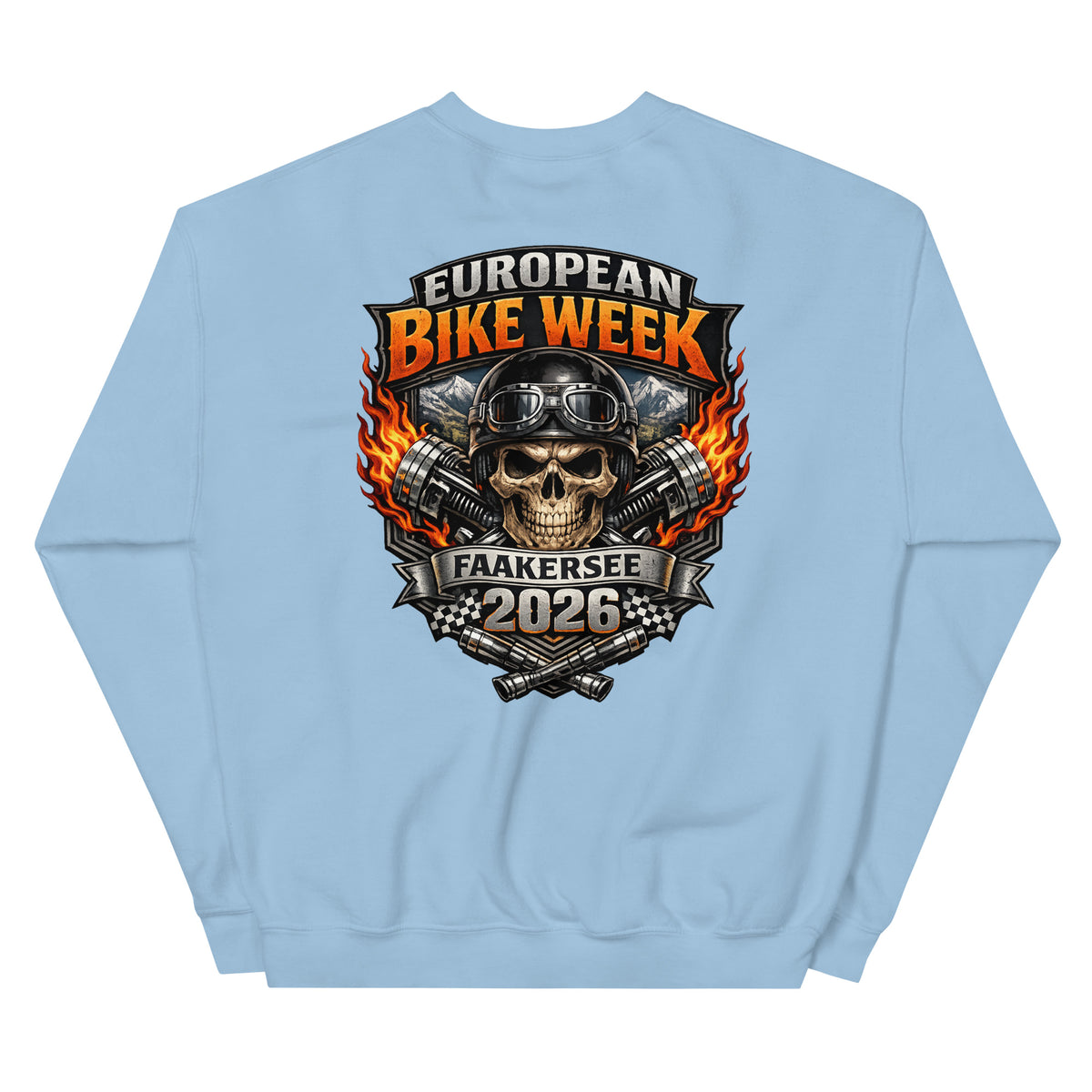 European Bike Week 2026 – Biker Sweater – blau, Rückansicht