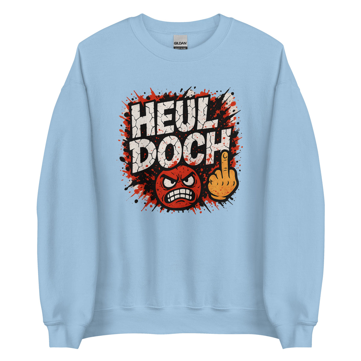 Heul doch – Unisex Sweater – blau, Vorderansicht