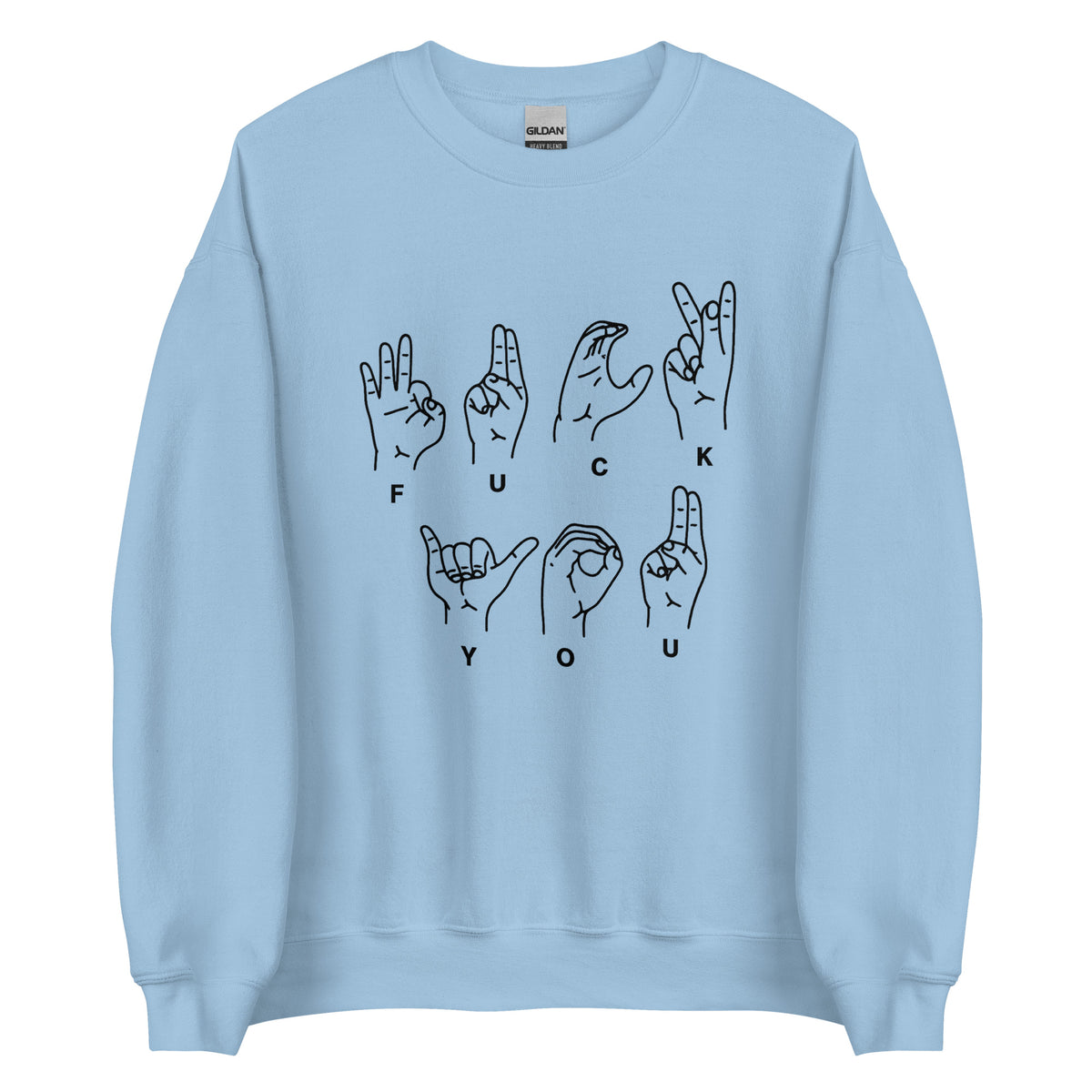 Fuck You Handsign Unisex Sweater – blau, Vorderansicht