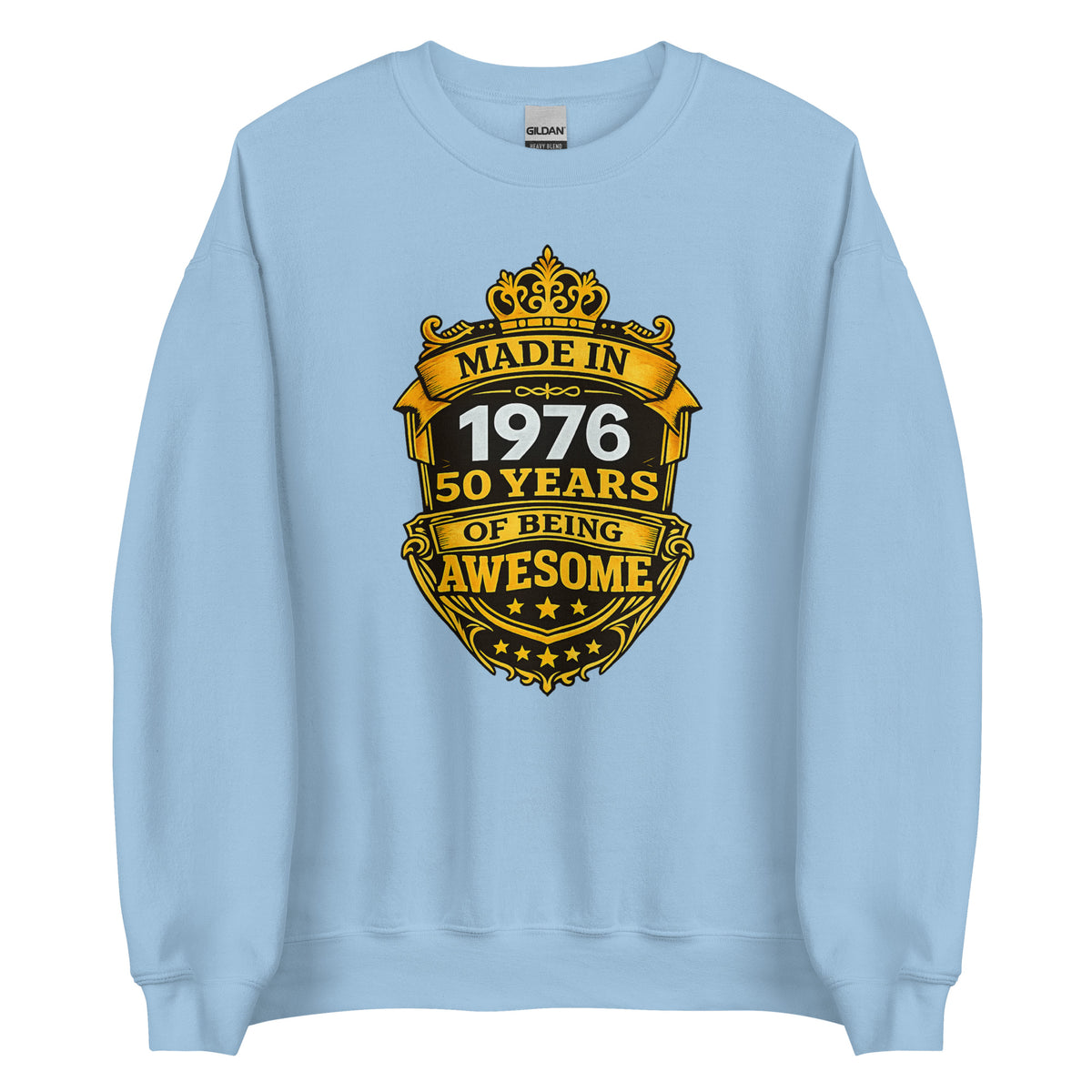 Made in 1976 – 50 Years of Being Awesome – Unisex Sweater – blau, Vorderansicht
