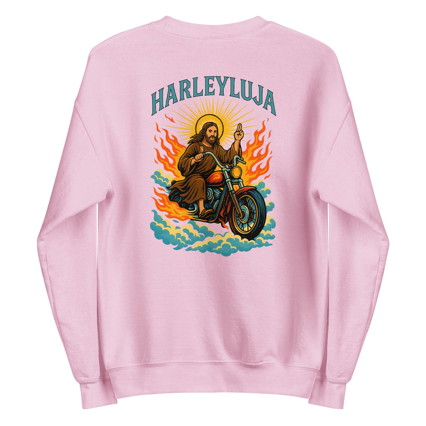 Harleyluja – Jesus fährt Chopper Backprint - Unisex-Pullover