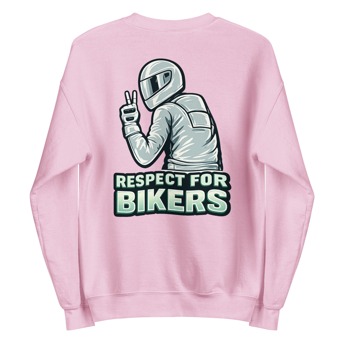 Respect for Bikers – Unisex Sweater (Backprint) – rosa, Rückansicht