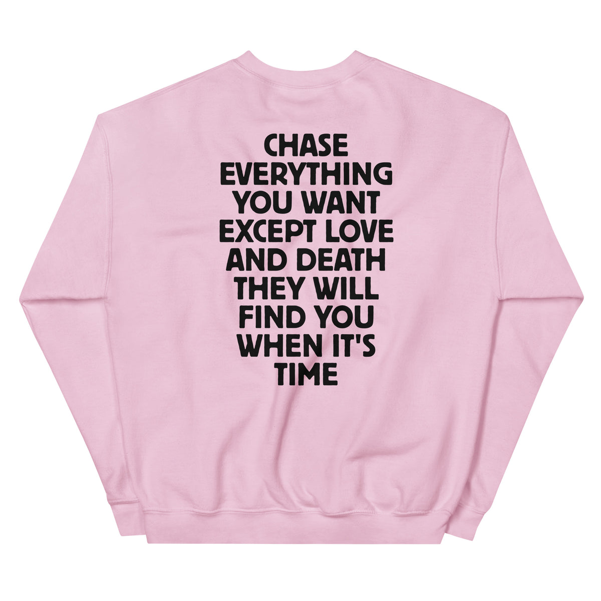 Chase Everything You Want – Statement Sweater (Backprint) – rosa, Rückansicht