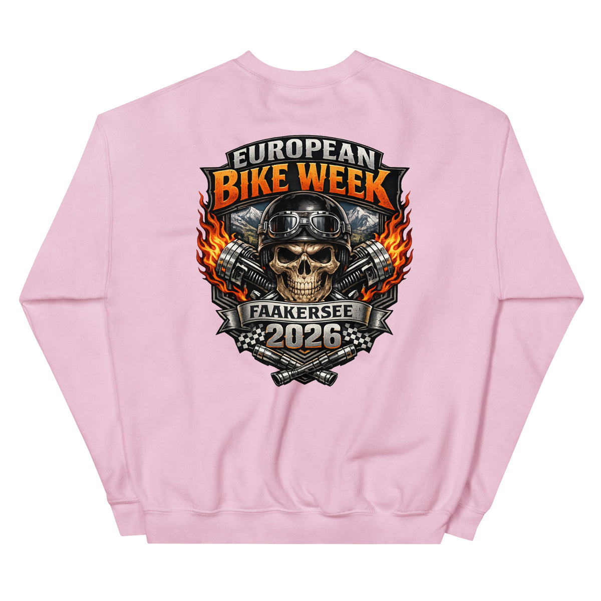 European Bike Week 2026 – Biker Sweater – rosa, Rückansicht