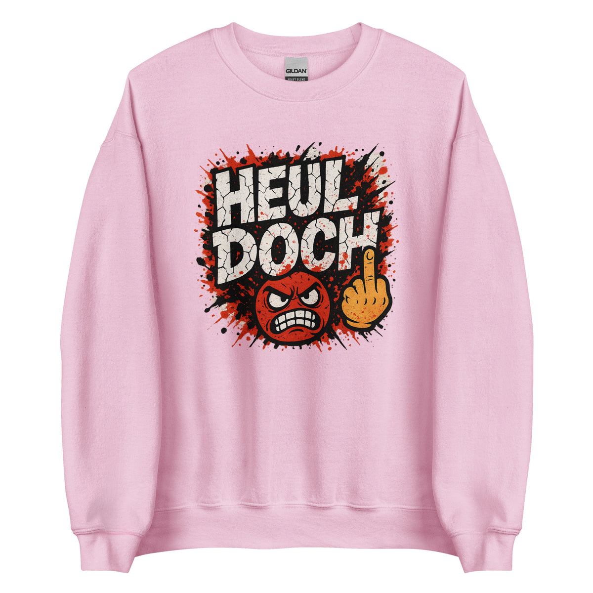 Heul doch – Unisex Sweater – rosa, Vorderansicht