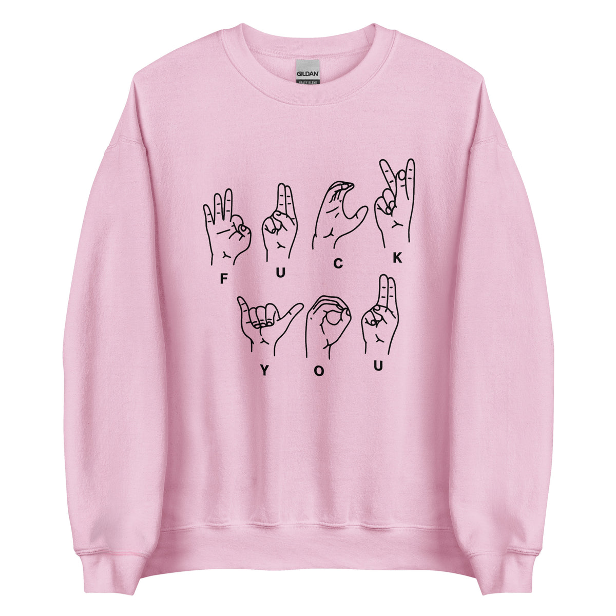 Fuck You Handsign Unisex Sweater – rosa, Vorderansicht