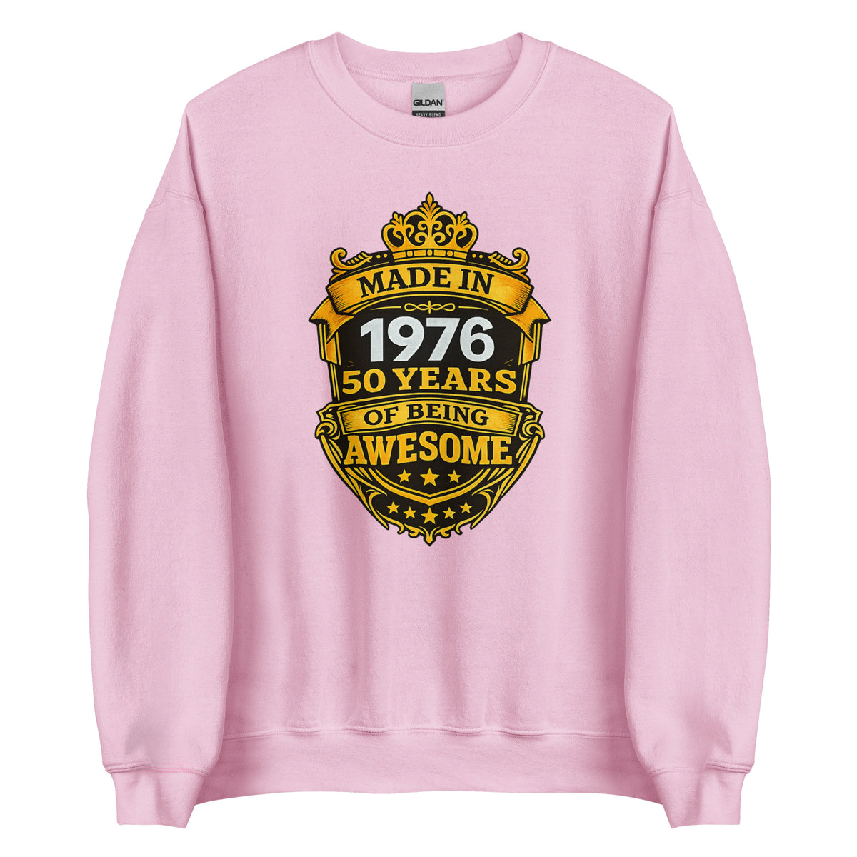 Made in 1976 – 50 Years of Being Awesome – Unisex Sweater – rosa, Vorderansicht