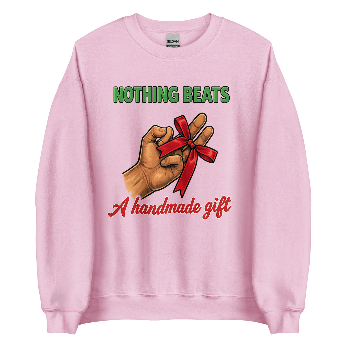 Nothing Beats a Handmade Gift – Unisex Sweater – rosa, Vorderansicht