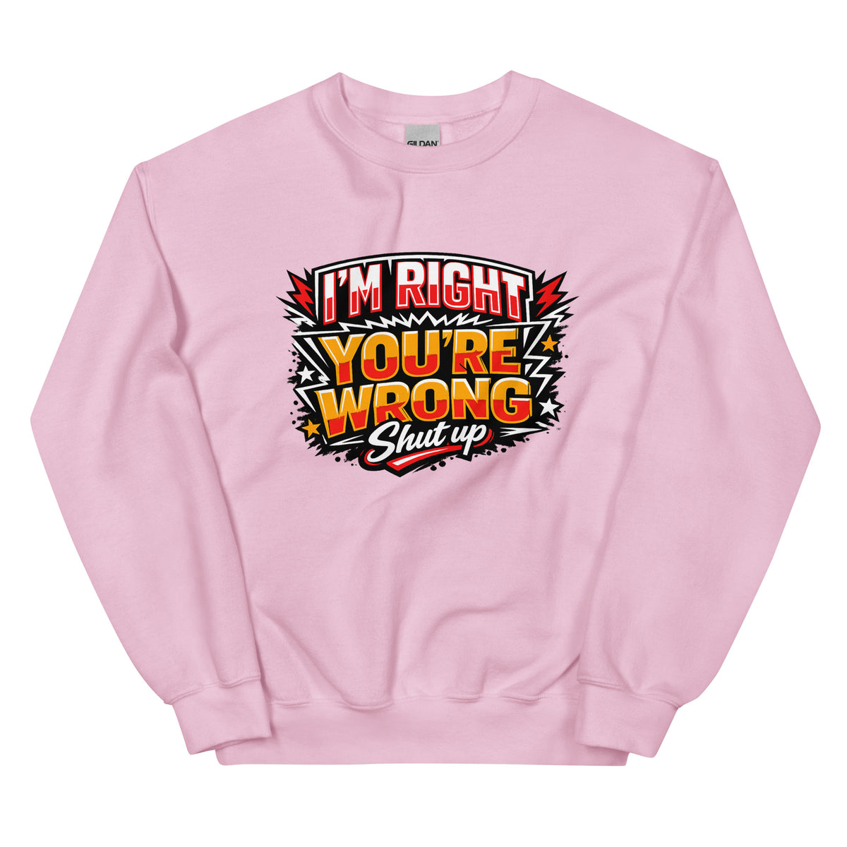 I’m Right You’re Wrong – Statement Sweater – rosa, Vorderansicht