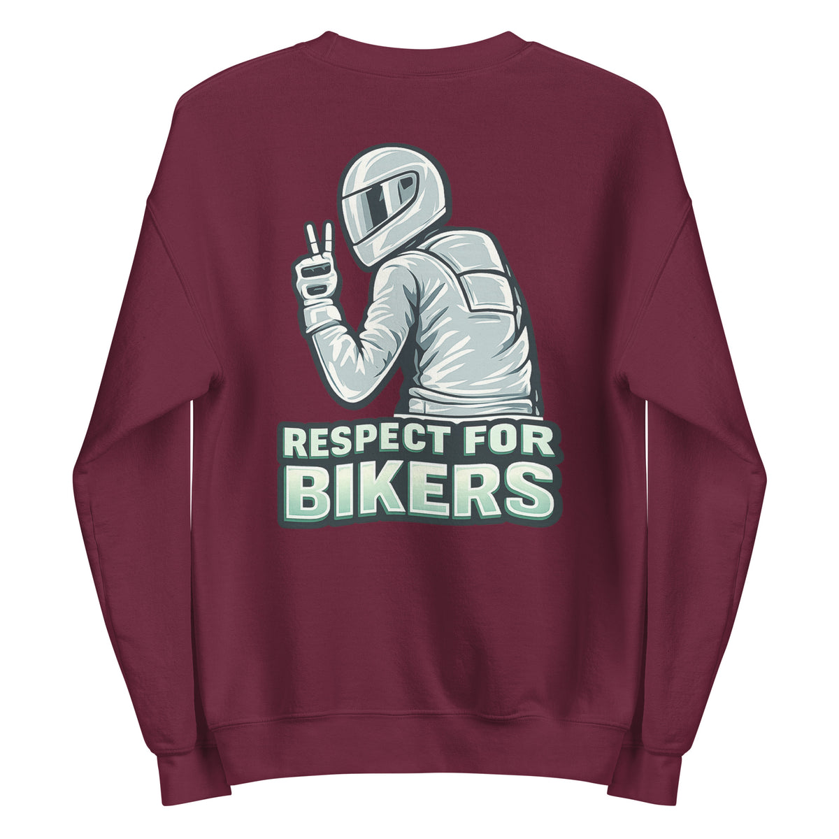 Respect for Bikers – Unisex Sweater (Backprint) – weinrot, Rückansicht