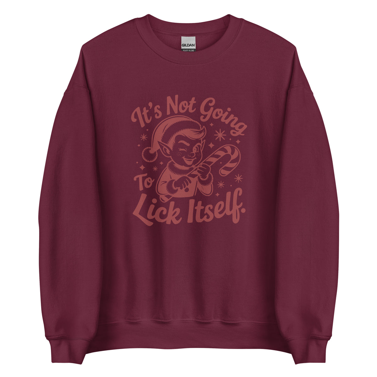 It’s Not Going To Lick Itself – Unisex Sweater – weinrot, Vorderansicht