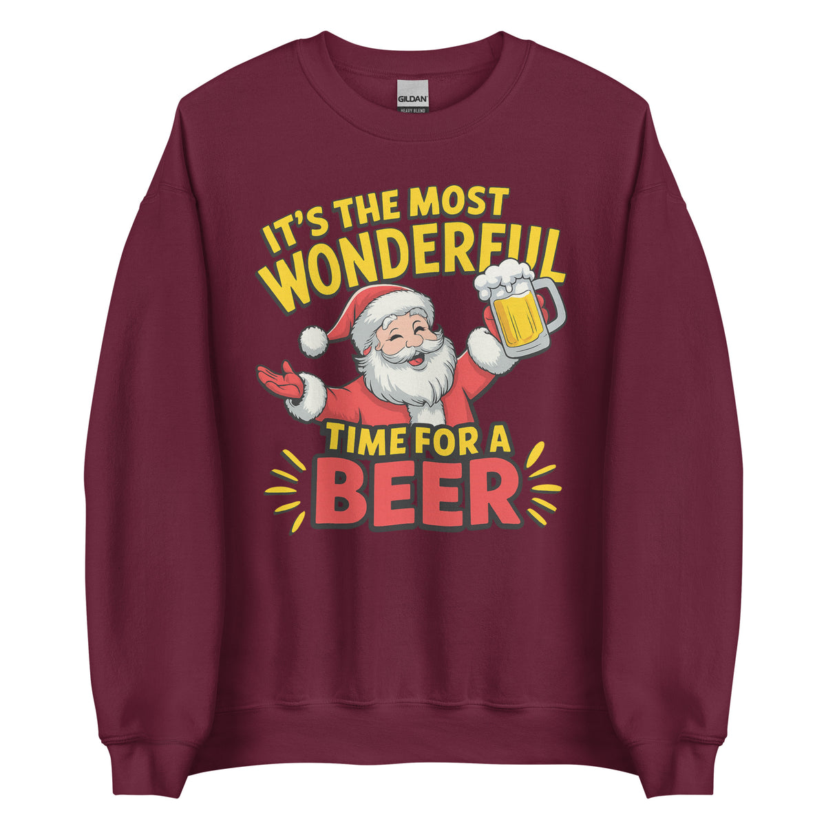 It’s the Most Wonderful Time for a Beer – Unisex Sweater – weinrot, Vorderansicht