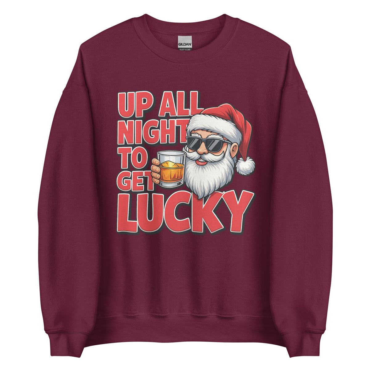 Up All Night To Get Lucky – Unisex Sweater – weinrot, Vorderansicht