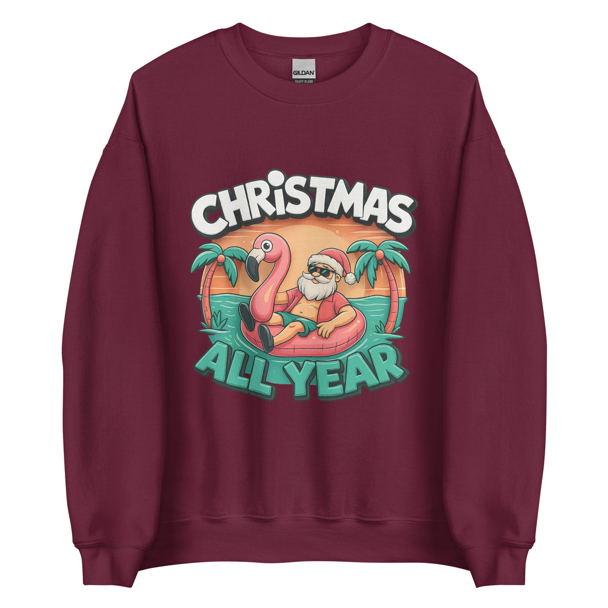 Christmas All Year – Unisex Sweater – weinrot, Vorderansicht