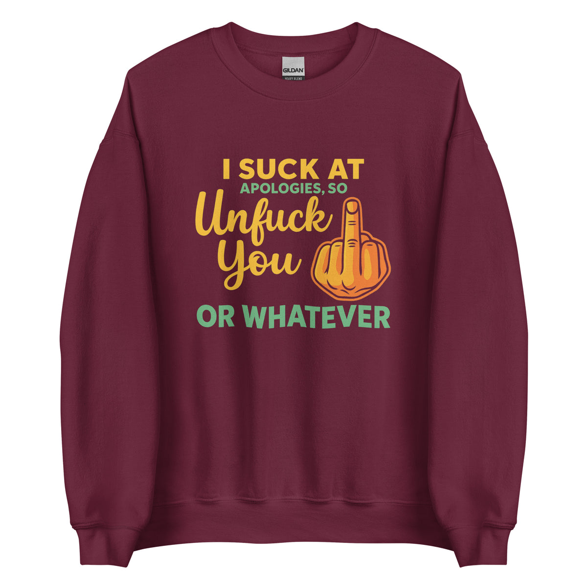 Unfuck You – Unisex Sweater – weinrot, Vorderansicht