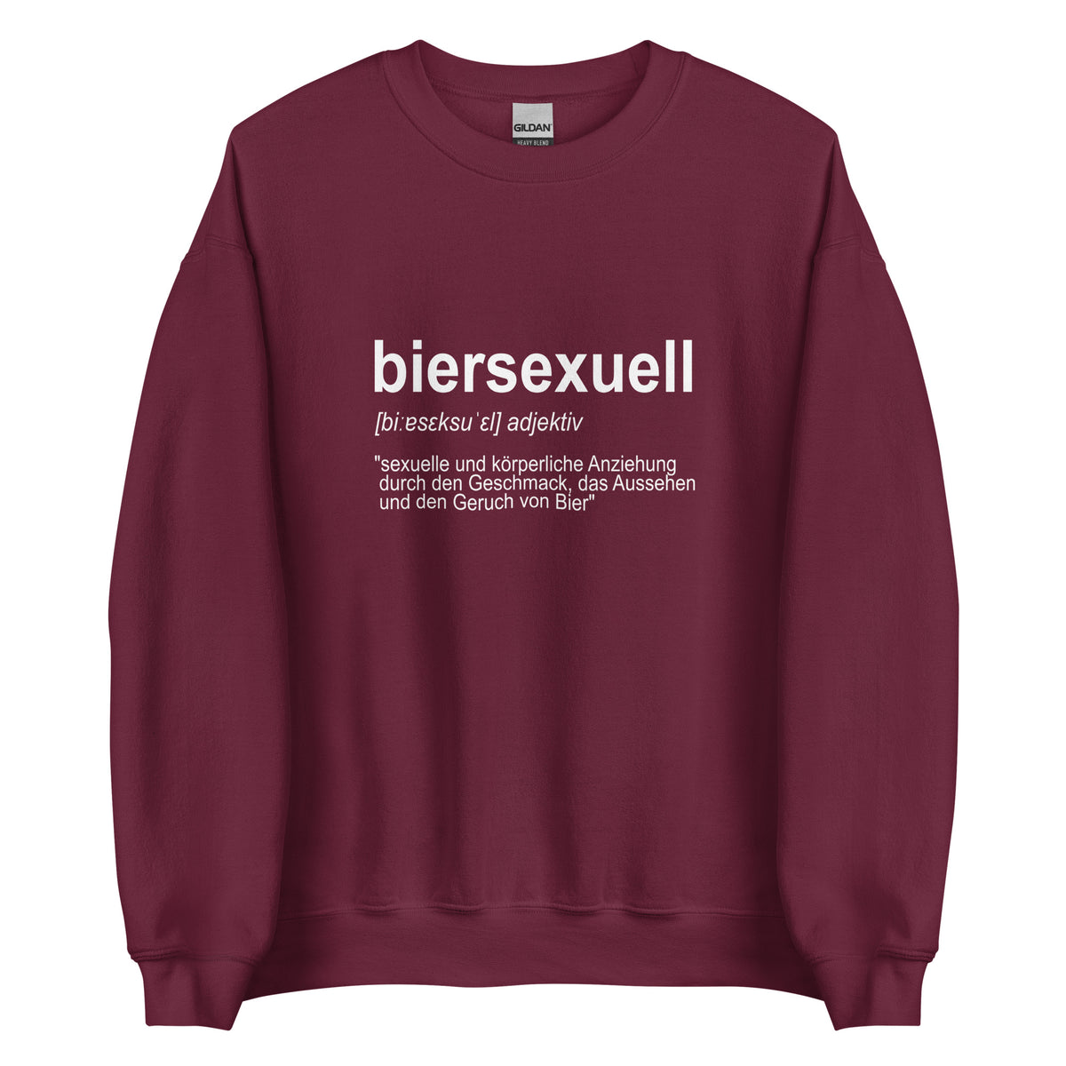 Biersexuell – Unisex Sweater – weinrot, Vorderansicht