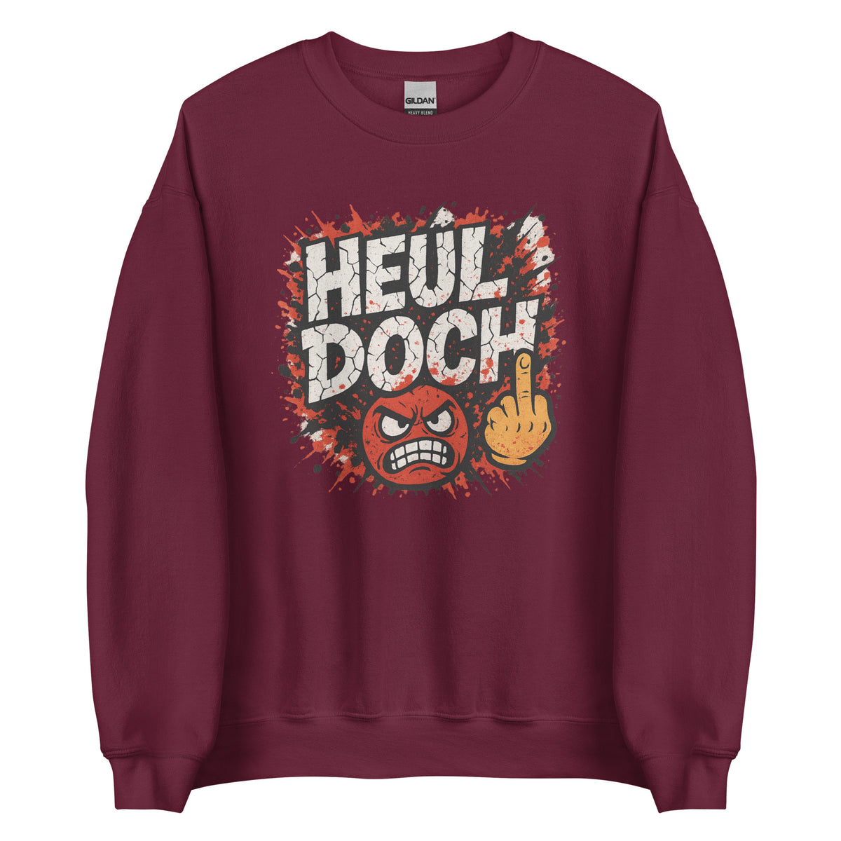 Heul doch – Unisex Sweater – weinrot, Vorderansicht