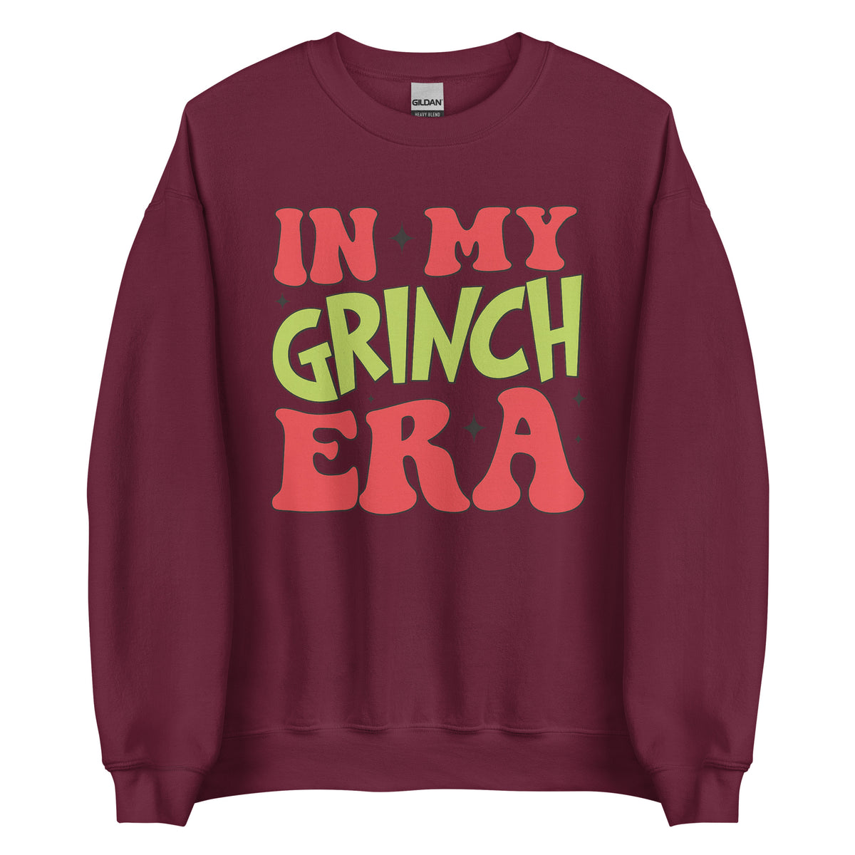 In My Grinch Era – Weihnachtssweater mit Humor – weinrot, Vorderansicht