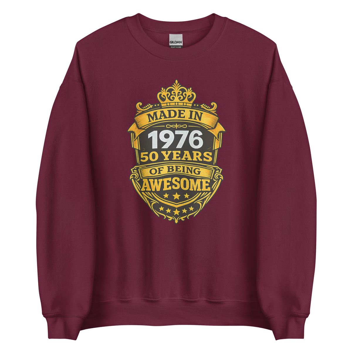 Made in 1976 – 50 Years of Being Awesome – Unisex Sweater – weinrot, Vorderansicht