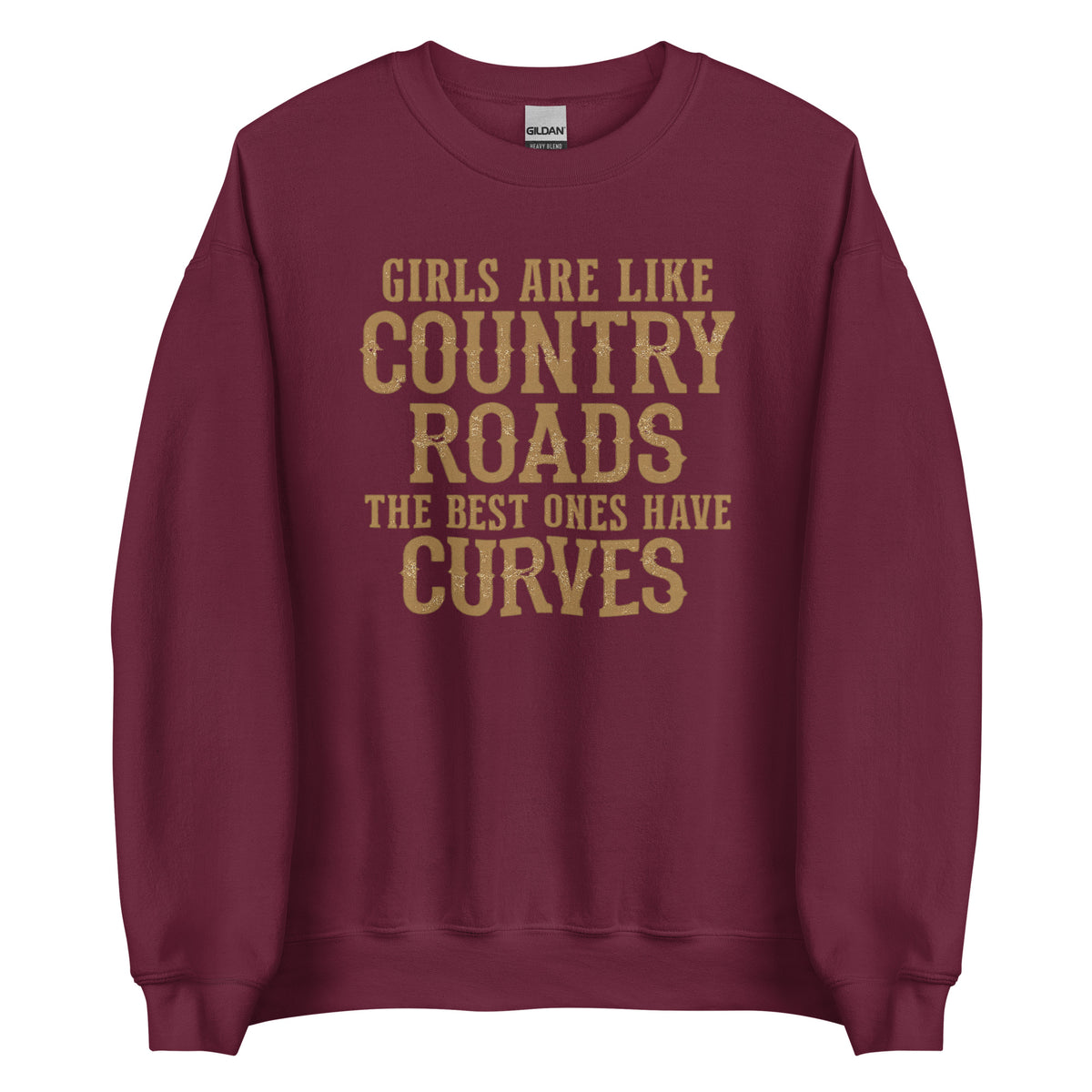 Girls Are Like Country Roads – Unisex Sweater – weinrot, Vorderansicht