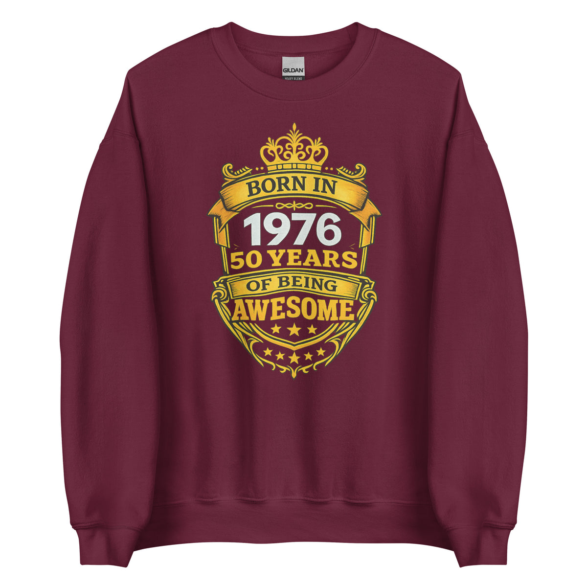 Born in 1976 – 50 Years of Being Awesome – Unisex Sweater – weinrot, Vorderansicht