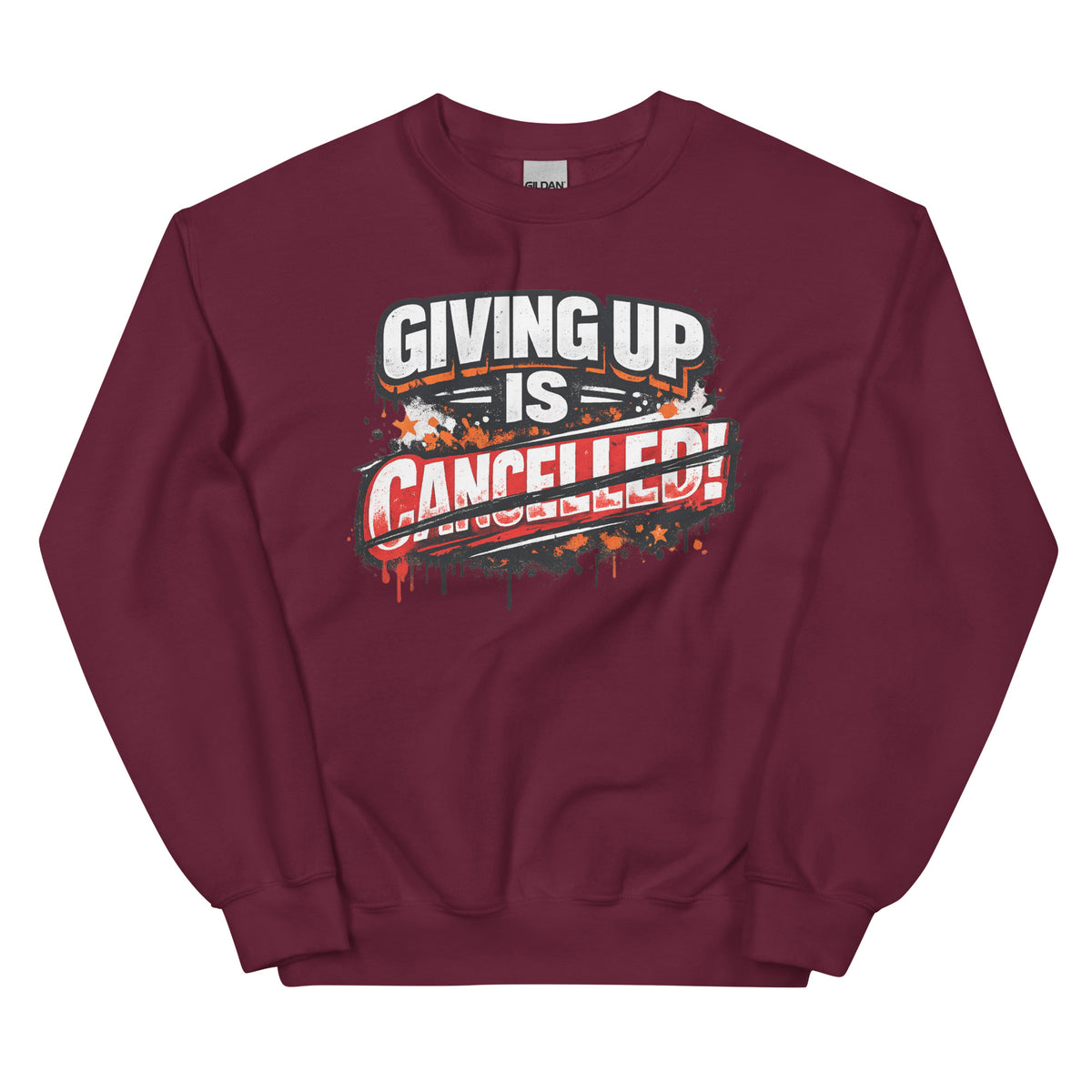 Giving Up Is Cancelled – Power Sweater – weinrot, Vorderansicht