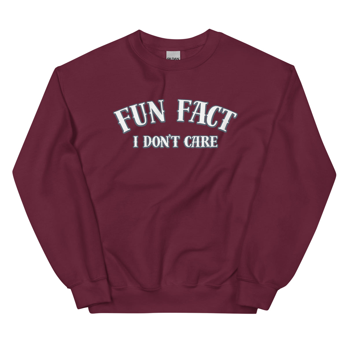 Fun Fact I Don’t Care Statement Sweater – weinrot, Vorderansicht