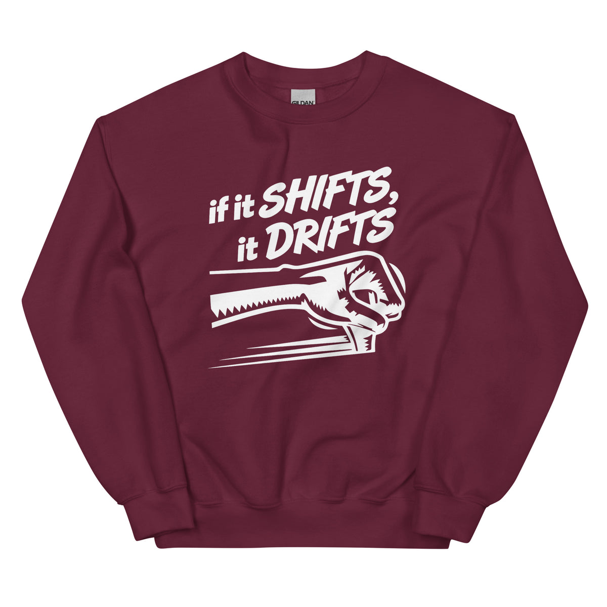 If It Shifts It Drifts Unisex-Sweater – weinrot, Vorderansicht