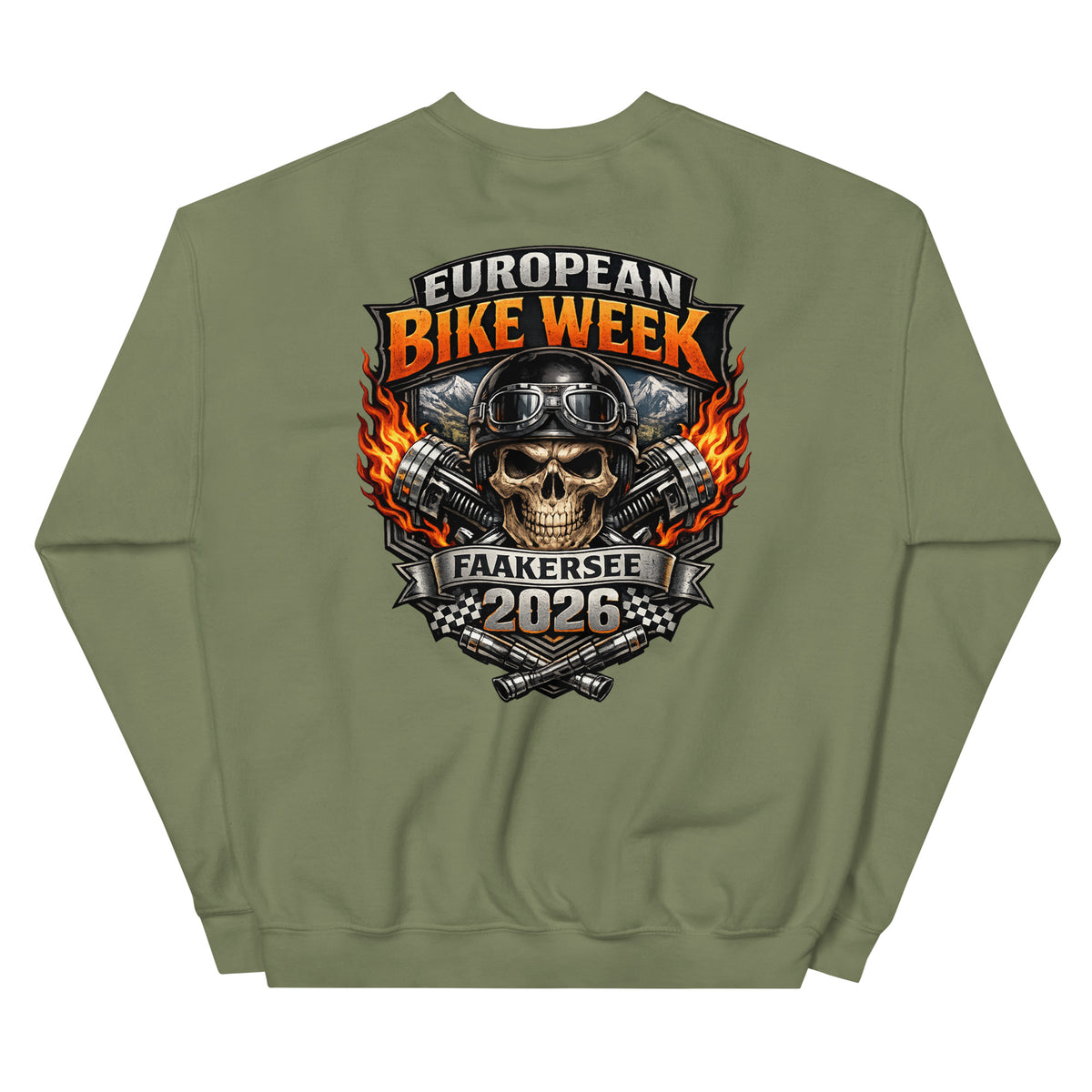 European Bike Week 2026 – Biker Sweater – grün, Rückansicht