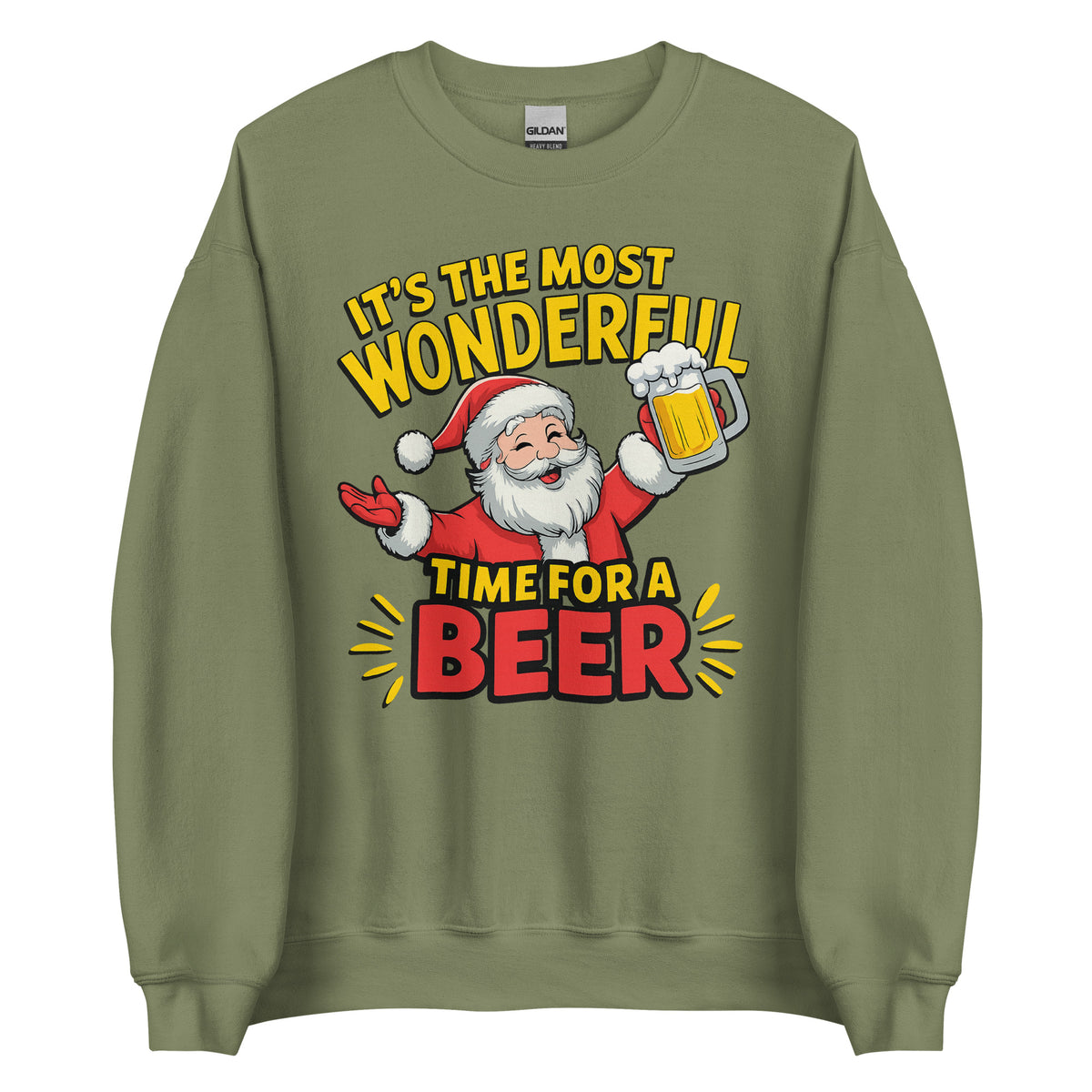 It’s the Most Wonderful Time for a Beer – Unisex Sweater – grün, Vorderansicht