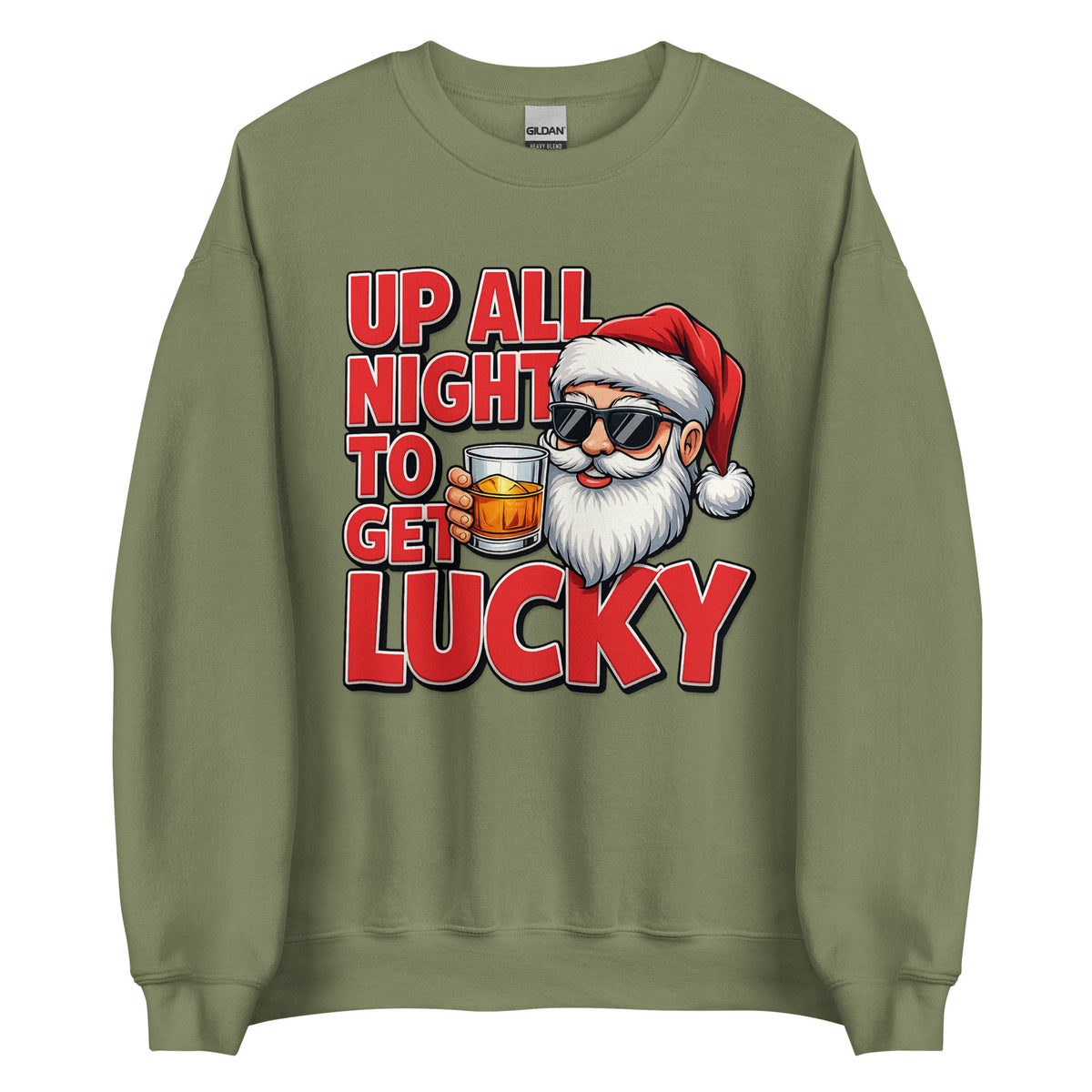 Up All Night To Get Lucky – Unisex Sweater – grün, Vorderansicht