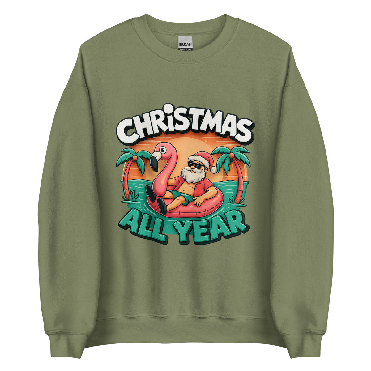 Christmas All Year – Unisex Sweater – grün, Vorderansicht