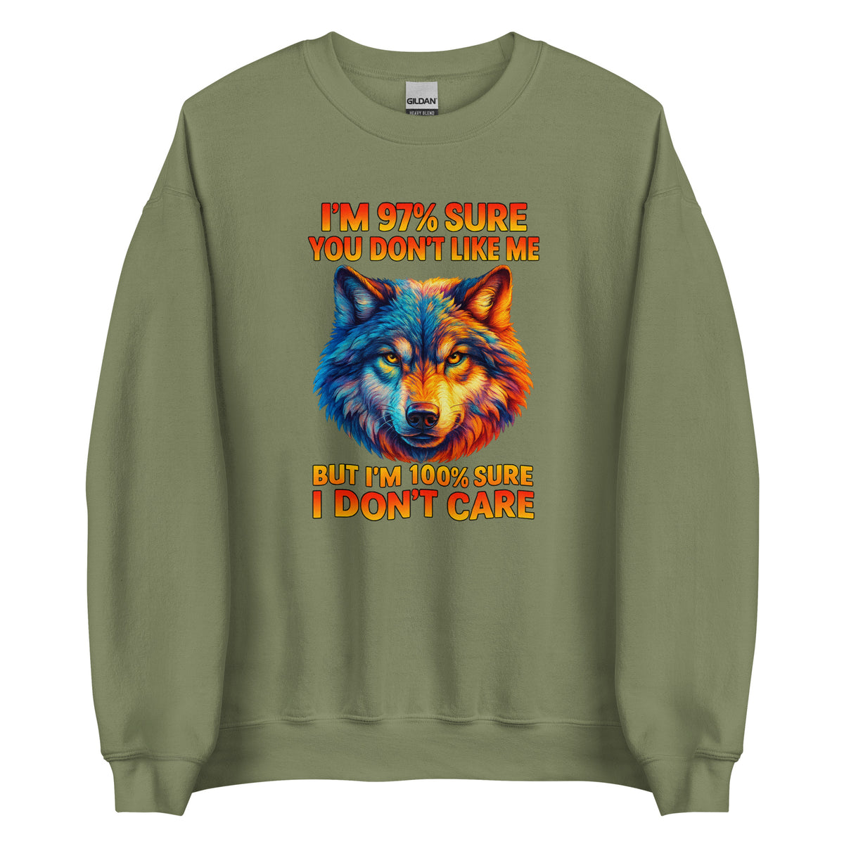 I’m 97% Sure You Don’t Like Me – Unisex Sweater – grün, Vorderansicht