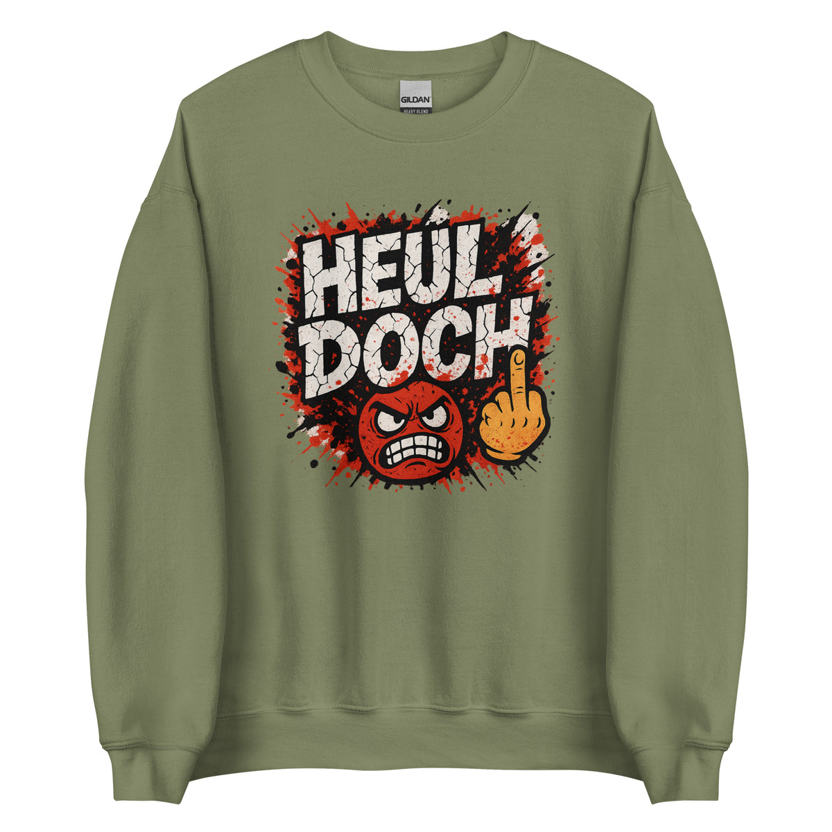 Heul doch – Unisex Sweater – grün, Vorderansicht