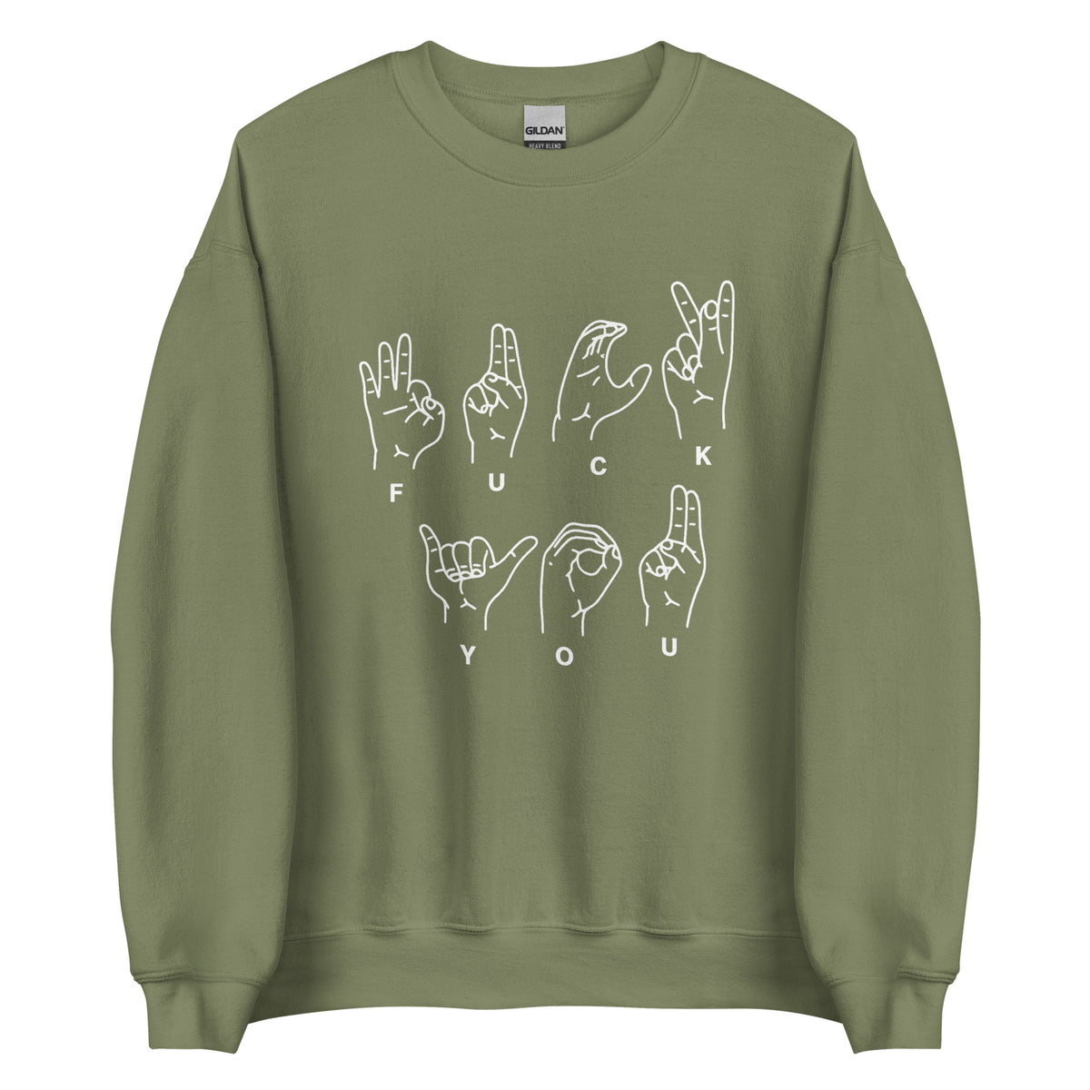Fuck You Handsign Unisex Sweater – grün, Vorderansicht