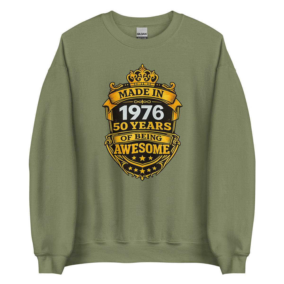 Made in 1976 – 50 Years of Being Awesome – Unisex Sweater – grün, Vorderansicht