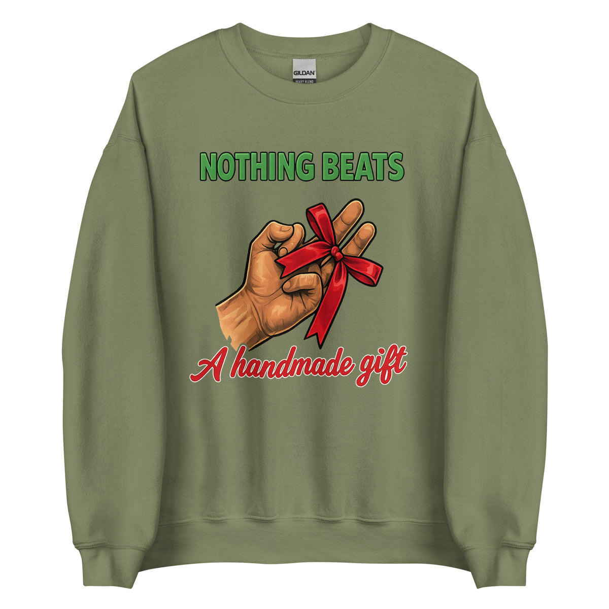 Nothing Beats a Handmade Gift – Unisex Sweater – grün, Vorderansicht