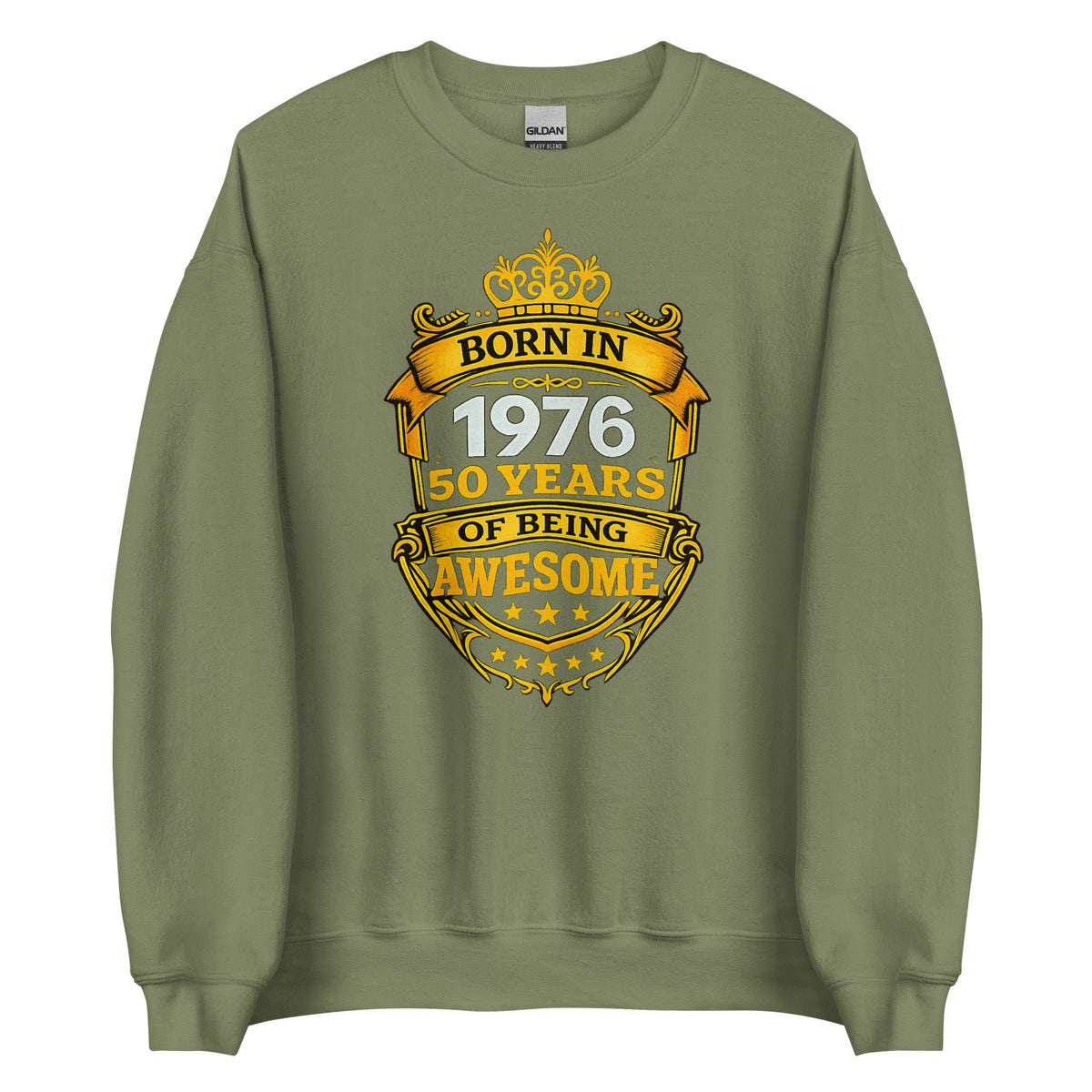 Born in 1976 – 50 Years of Being Awesome – Unisex Sweater – grün, Vorderansicht