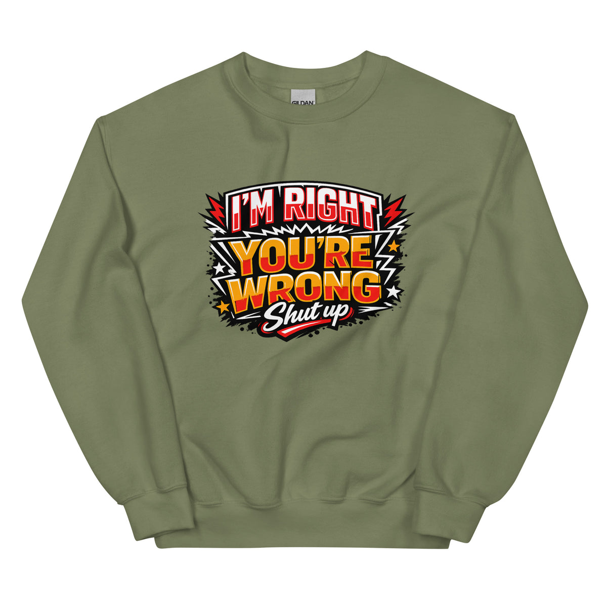 I’m Right You’re Wrong – Statement Sweater – grün, Vorderansicht