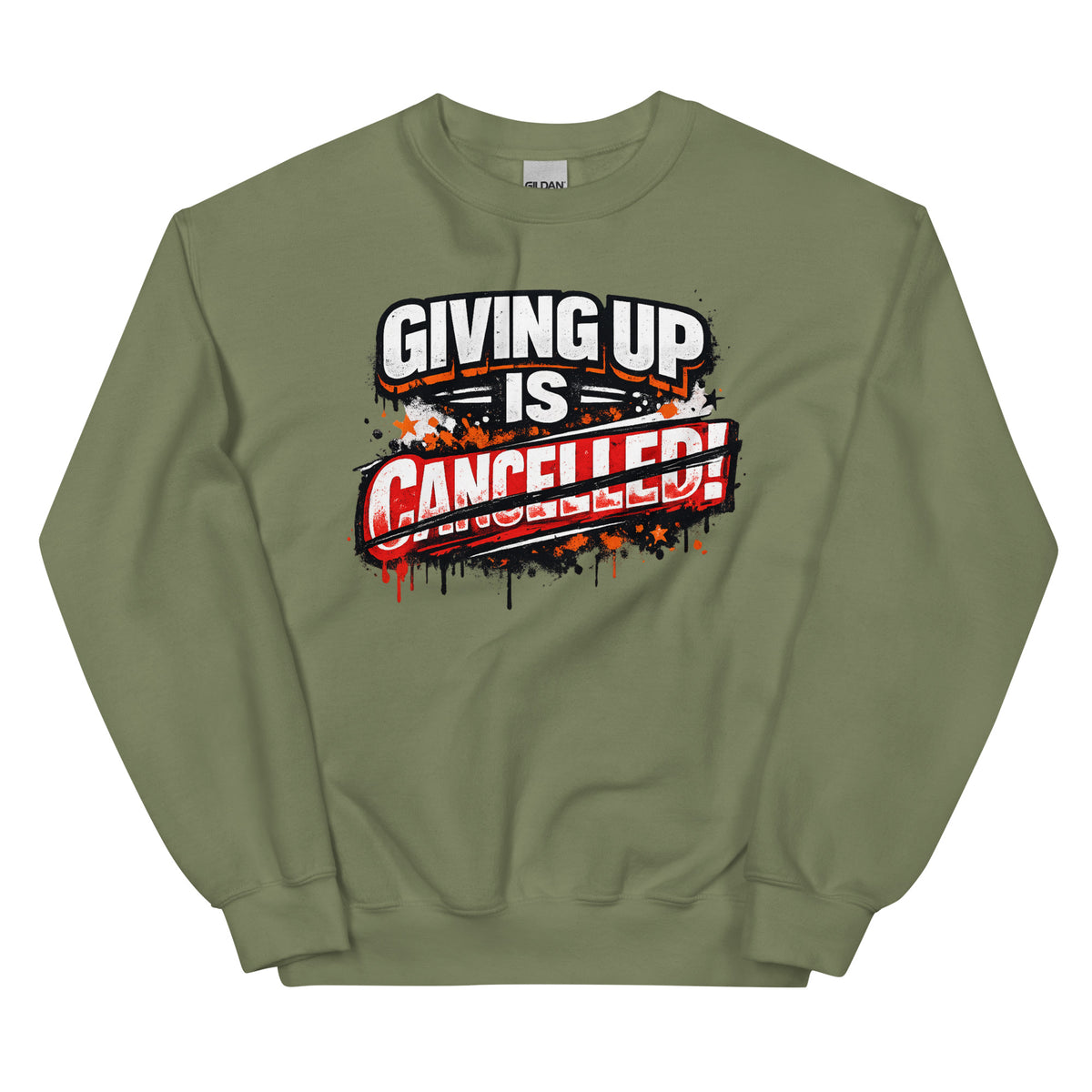 Giving Up Is Cancelled – Power Sweater – grün, Vorderansicht