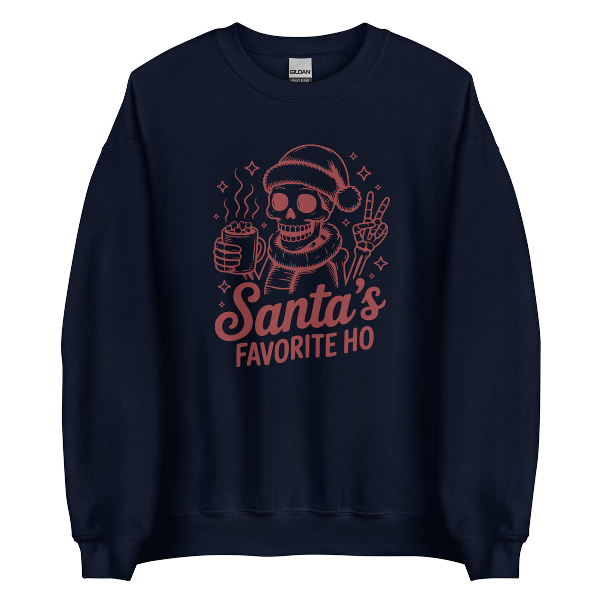 Santa’s Favorite Ho – Unisex Sweater – navyblau, Vorderansicht