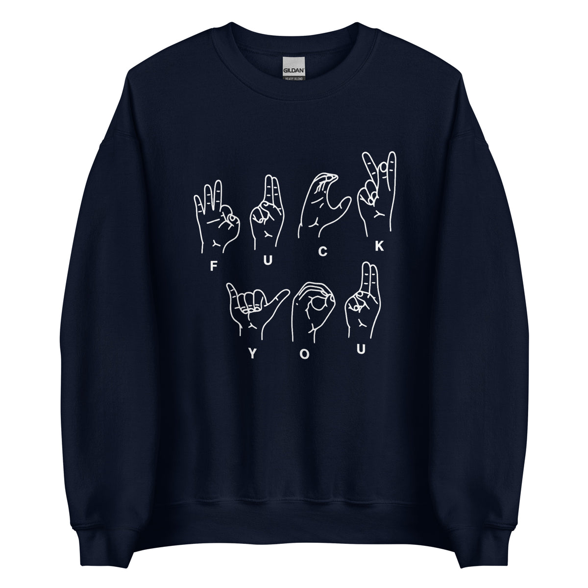 Fuck You Handsign Unisex Sweater – navyblau, Vorderansicht