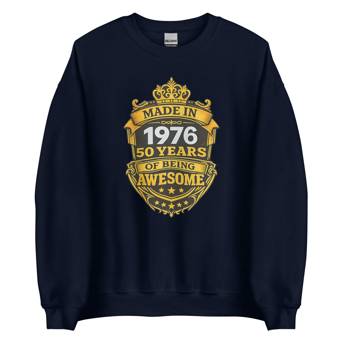 Made in 1976 – 50 Years of Being Awesome – Unisex Sweater – navyblau, Vorderansicht