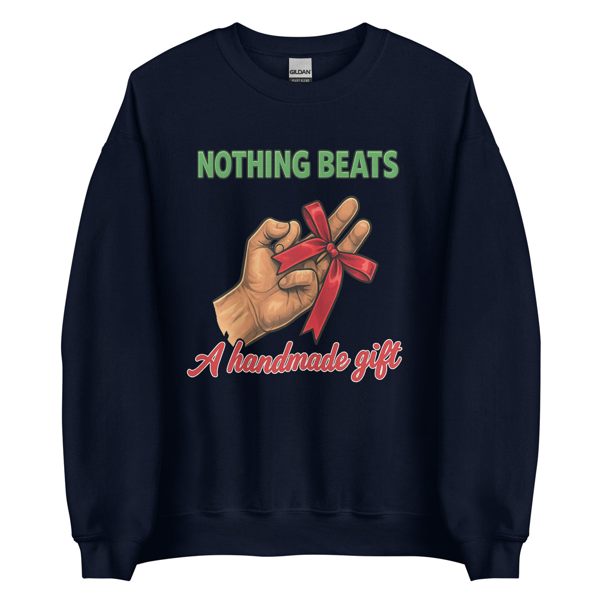 Nothing Beats a Handmade Gift – Unisex Sweater – navyblau, Vorderansicht