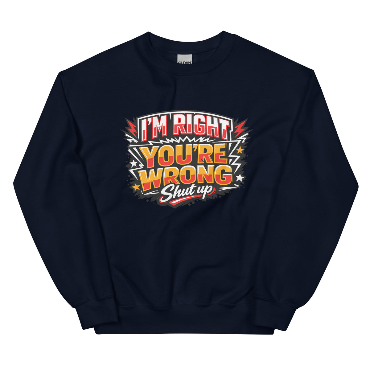 I’m Right You’re Wrong – Statement Sweater – navyblau, Vorderansicht