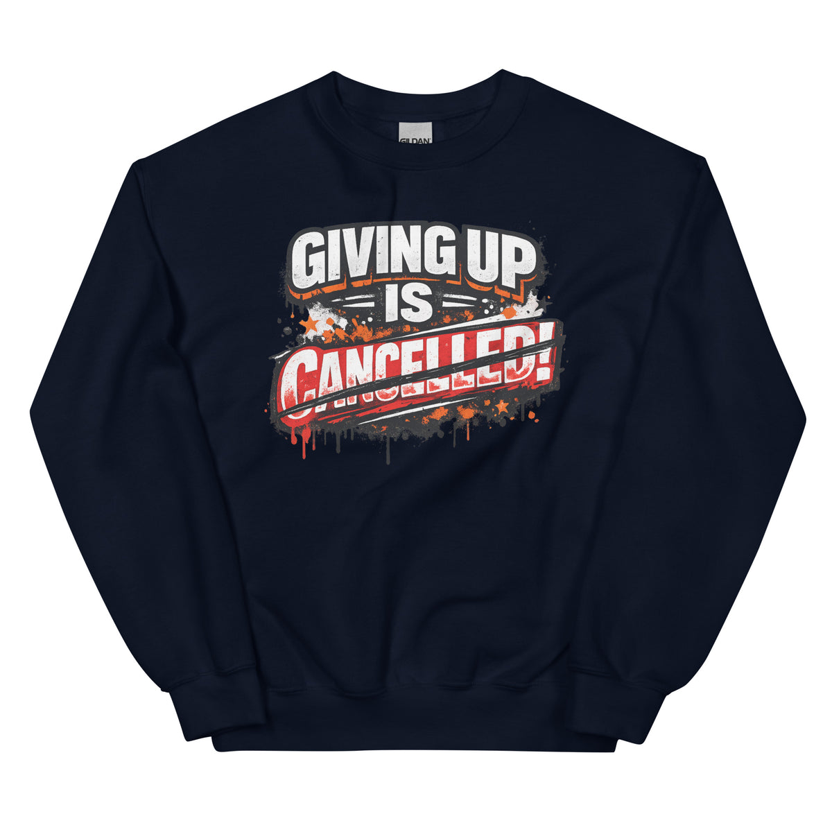 Giving Up Is Cancelled – Power Sweater – navyblau, Vorderansicht