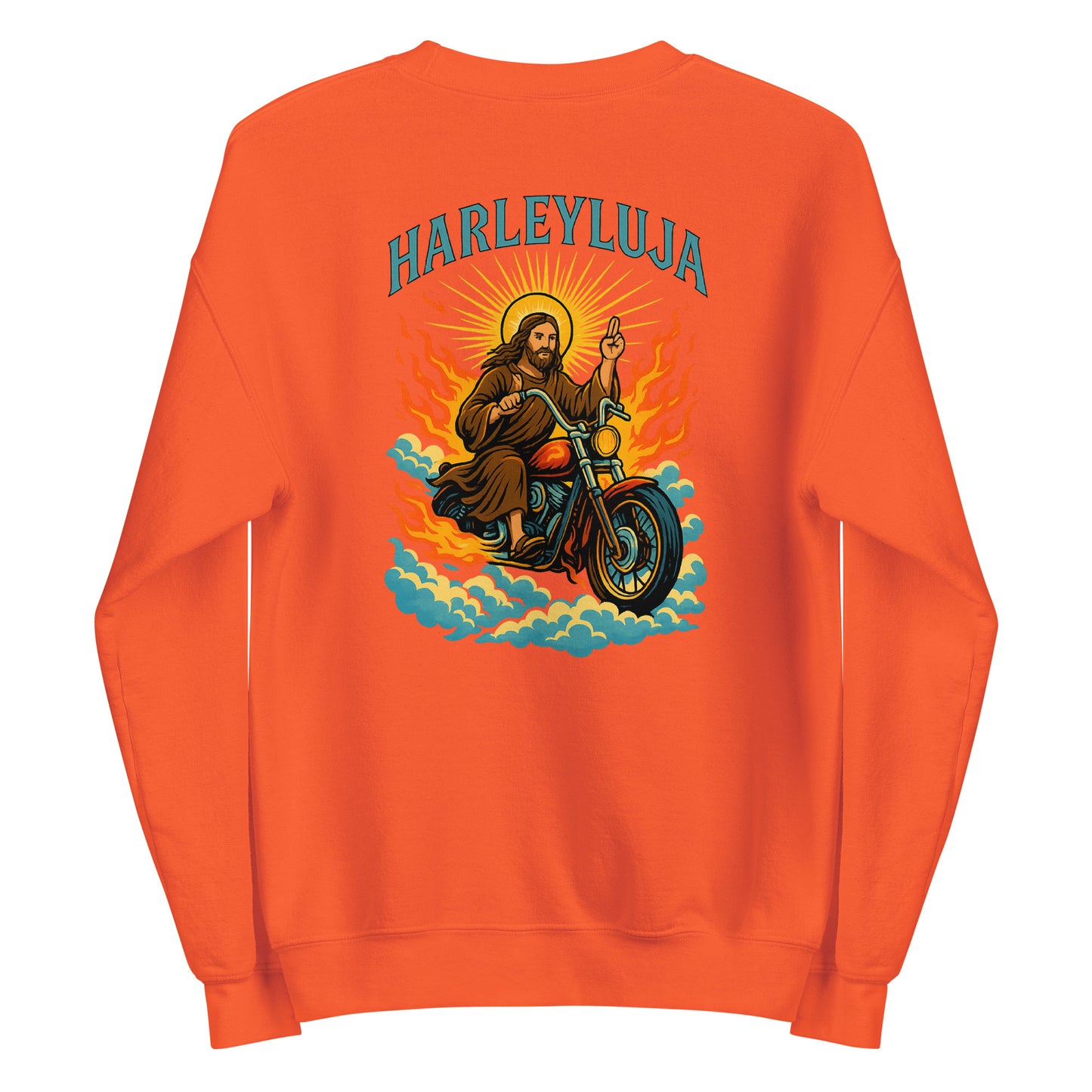 Harleyluja – Jesus fährt Chopper Backprint - Unisex-Pullover