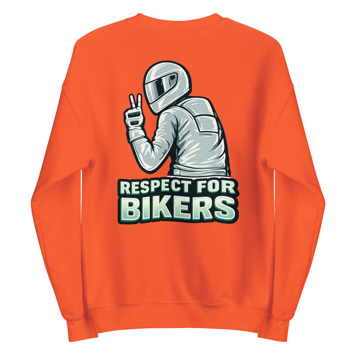 Respect for Bikers – Unisex Sweater (Backprint) – orange, Rückansicht